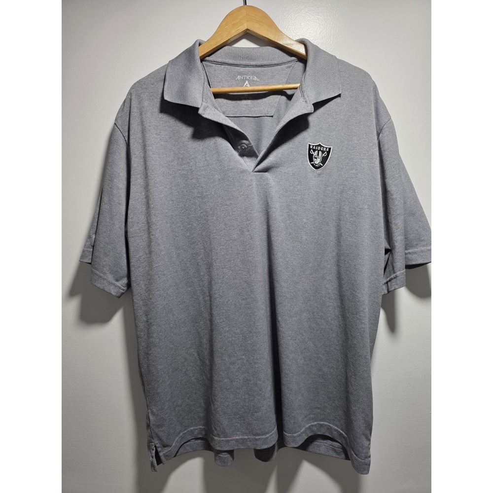 Las Vegas RAIDERS Antigua Solid Gray Golf Polo Shirt Mens  Stretch Size XL